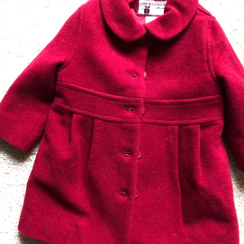 Janie and Jack Baby Girl red Pea Coat